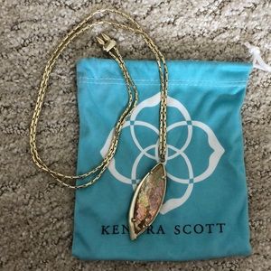 Kendra Scott long neutral iridescent necklace